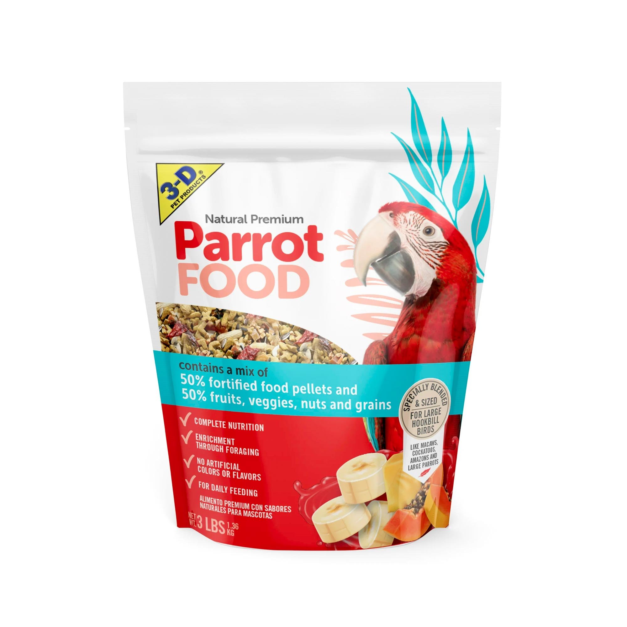 3-D Pet Products Natural Premium Parrot Food, 3 lbs