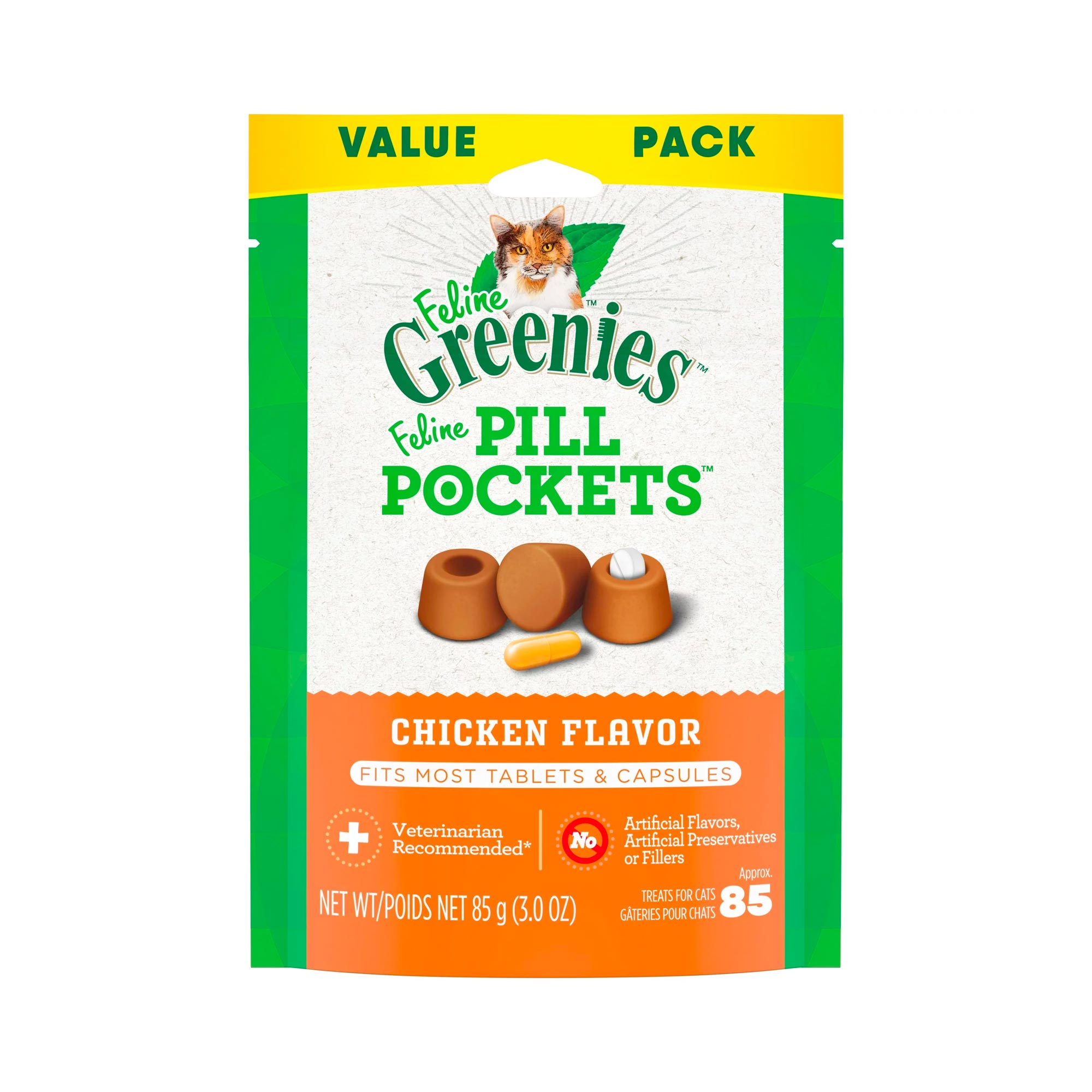 FELINE GREENIES PILL POCKETS for Cats, Chicken Flavor