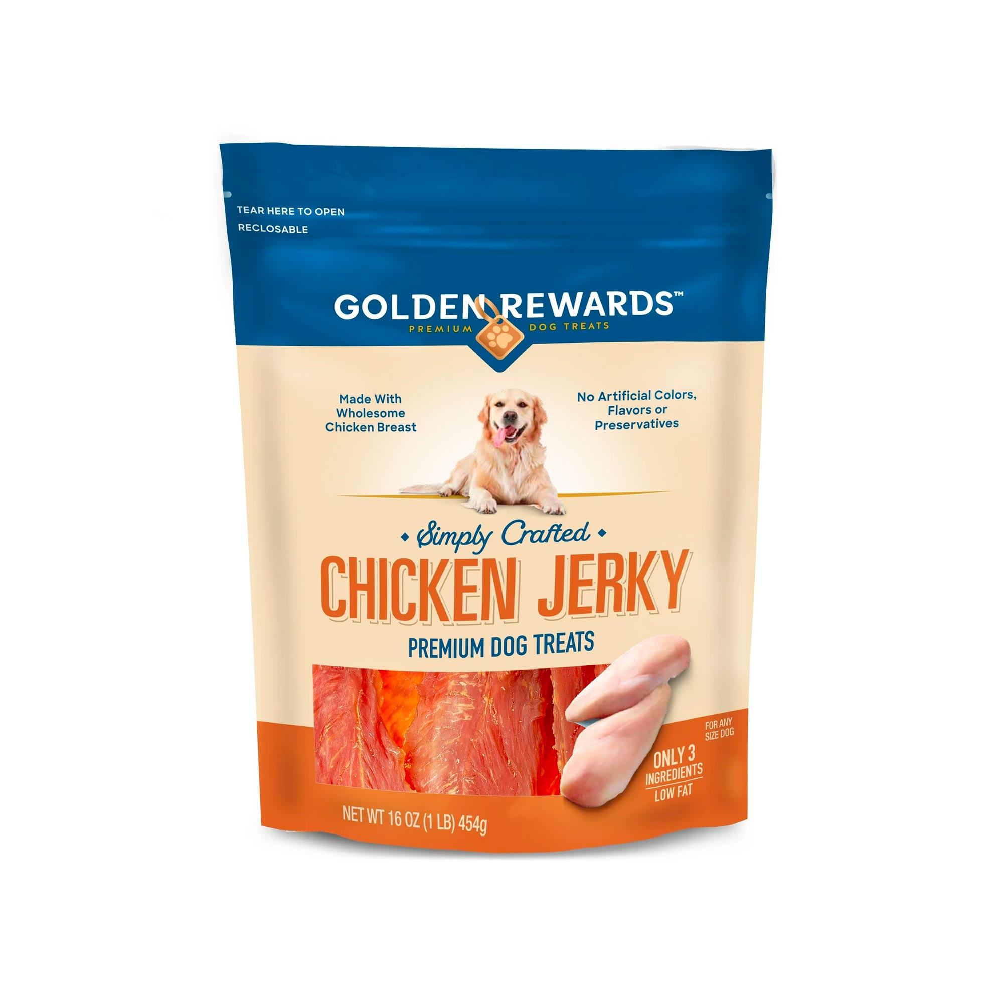 Golden Rewards Chicken Flavor Premium Dry Jerky Treats for Dogs
